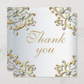 Elegant Gold Baroque Border on Silver Wedding (Voorkant / Achterkant)