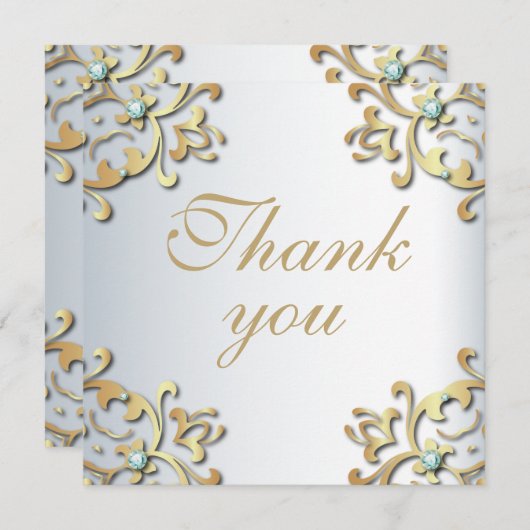 Elegant Gold Baroque Border on Silver Wedding (Voorkant / Achterkant)