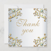 Elegant Gold Baroque Border on Silver Wedding (Voorkant)