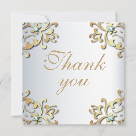 Elegant Gold Baroque Border on Silver Wedding (Voorkant)