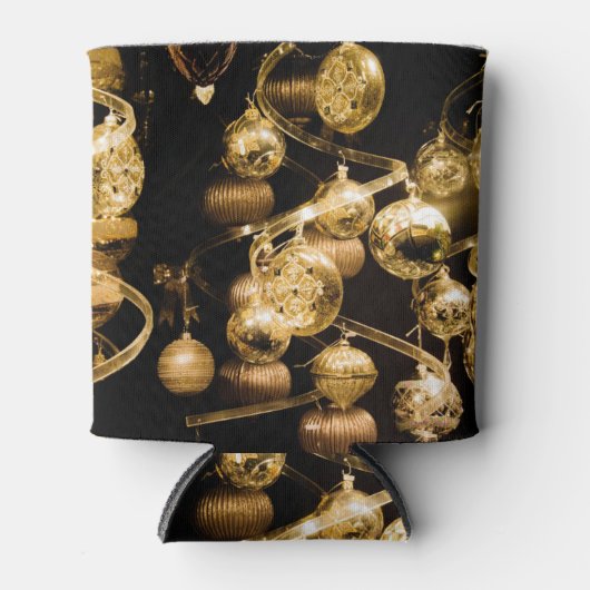 Elegant Gold Baubles en Spiral Pattern Blikjeskoeler (Voorkant)