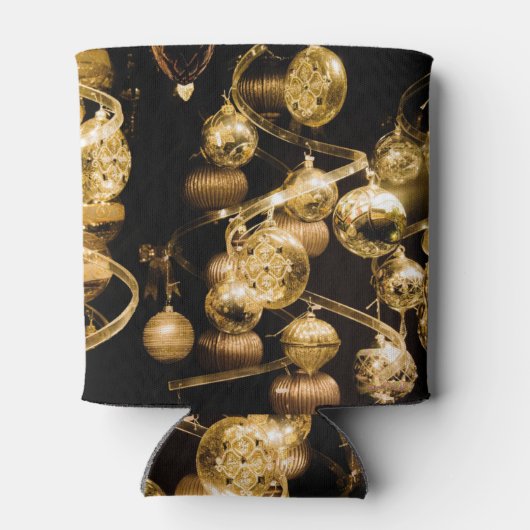 Elegant Gold Baubles en Spiral Pattern Blikjeskoeler (Achterkant)