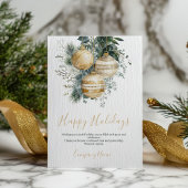Elegant Gold Baubles Greenery Corporate Christmas Feestdagenkaart