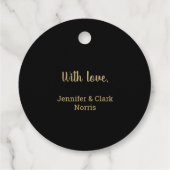 Elegant Gold Baubles kerstversieringen op zwart Bedankjes Labels (Achterkant)