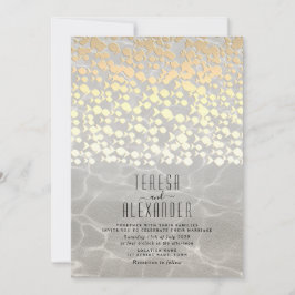 Elegant Gold Beach Wedding Invitation Kaart