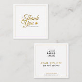 Elegant Gold Bedankt Logo Promotiecode Kortingskaartje (Voorkant / Achterkant)