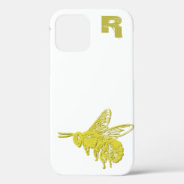Elegant Gold Bee Monogram Hoesje-Mate iPhone Case