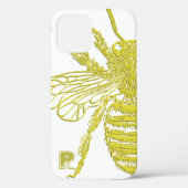 Elegant Gold Bee Monogram Hoesje-Mate iPhone Case (Achterkant)