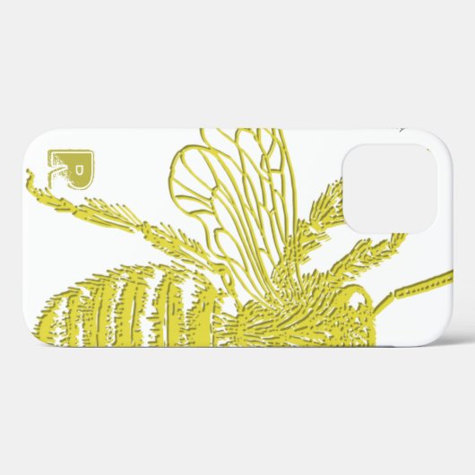 Elegant Gold Bee Monogram Hoesje-Mate iPhone Case (Achterkant (horizontaal))