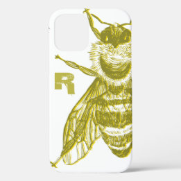 Elegant Gold Bee Monogram Hoesje-Mate iPhone Case
