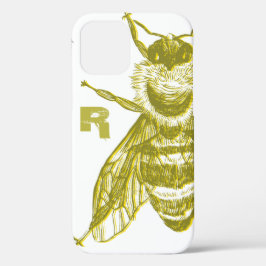 Elegant Gold Bee Monogram Hoesje-Mate iPhone Case
