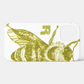 Elegant Gold Bee Monogram Hoesje-Mate iPhone Case (Achterkant (horizontaal))