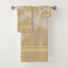 Elegant Gold Beige Abstract Floral Pattern Bad Handdoek