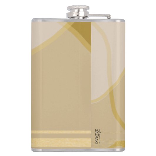 Elegant Gold Beige Abstract Floral Pattern Heupfles (Achterkant)