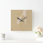 Elegant Gold Beige Abstract Floral Pattern Vierkante Klok (Huis)