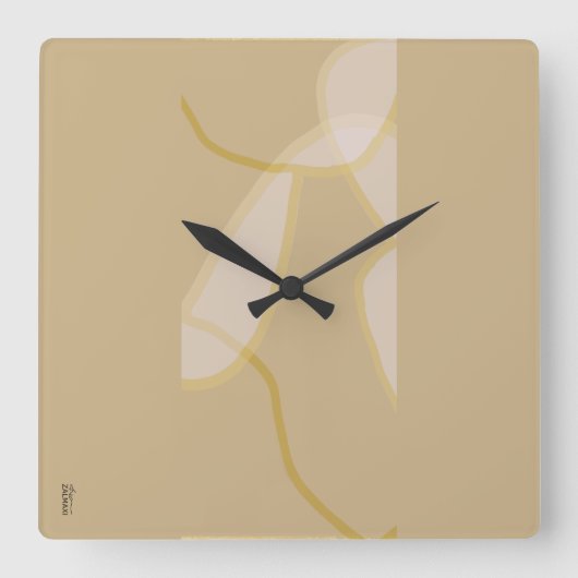 Elegant Gold Beige Abstract Floral Pattern Vierkante Klok (Voorkant)