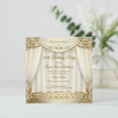 Elegant Gold Beige Cream Pearl Drapes Birthday Kaart (Staand voorkant)