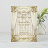Elegant Gold Beige Cream Pearl Drapes Kaart (Staand voorkant)