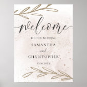 Elegant Gold & beige Foliage Waterverf Wedding Poster (Voorkant)