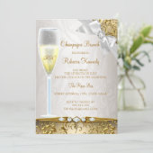 Elegant Gold Beige White Champagne Brunch Kaart (Staand voorkant)