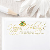 Elegant Gold Bells Prettige feestdagen Adres Label (Insitu)