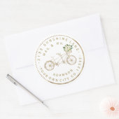 Elegant Gold Bicycle Floral Circular Address Label (Envelop)