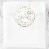 Elegant Gold Bicycle Floral Circular Address Label (Tas)