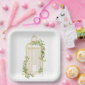 Elegant Gold Bird Cage met Bord van bladpapier (Feest)