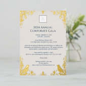 Elegant Gold Bird & Floral Corporate Event Folie Uitnodiging (Staand Voorkant)