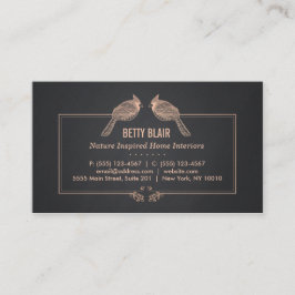 Elegant Gold Birds Black Natuur Visitekaartje