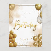 Elegant Gold Birthday Party Invitation Enclosure Informatiekaartje (Achterkant)