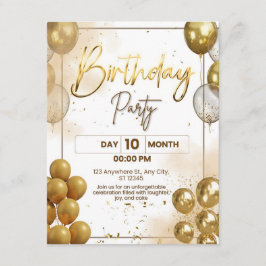 Elegant Gold Birthday Party Invitation Enclosure Informatiekaartje