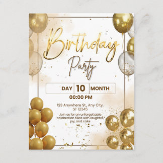 Elegant Gold Birthday Party Invitation Enclosure Informatiekaartje
