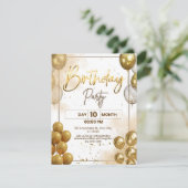 Elegant Gold Birthday Party Invitation Enclosure Informatiekaartje (Staand voorkant)
