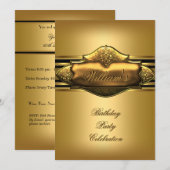 Elegant Gold Birthday Party Mannen 60th 50th 40th Kaart (Voorkant / Achterkant)