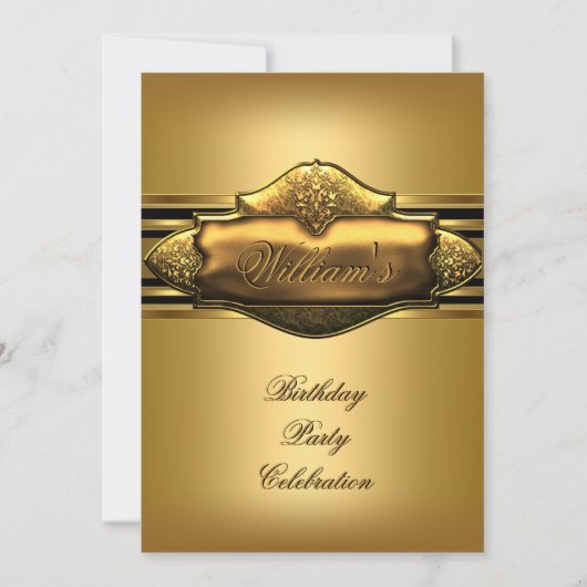 Elegant Gold Birthday Party Mannen 60th 50th 40th Kaart (Voorkant)