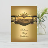 Elegant Gold Birthday Party Mannen 60th 50th 40th Kaart (Staand voorkant)