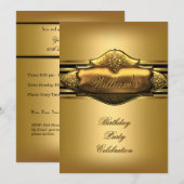 Elegant Gold Birthday Party Mannen 60th 50th 40th Kaart (Voorkant / Achterkant)