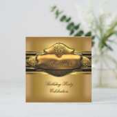 Elegant Gold Birthday Party Mannen Kaart (Staand voorkant)
