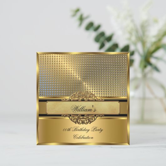 Elegant Gold Birthday Party Mannen Mans 3 Kaart (Staand voorkant)