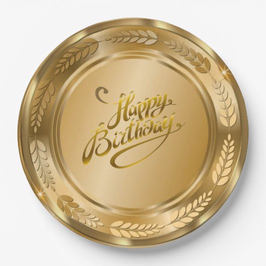 Elegant Gold Birthday Party Paper Bord (Voorkant)