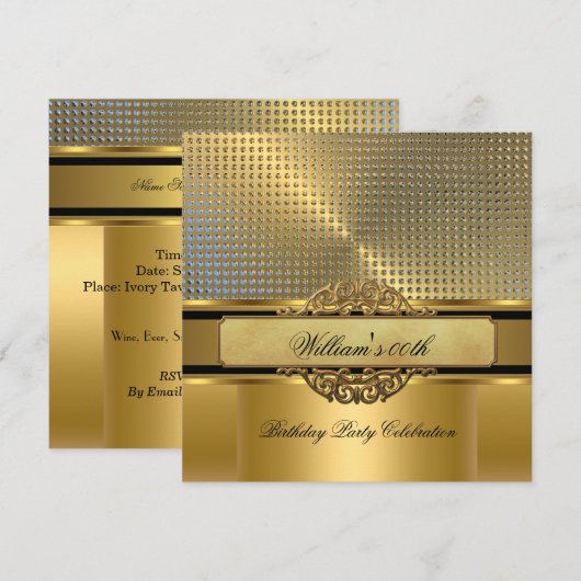 Elegant Gold Birthday Party Royal Mans 2 Kaart (Voorkant / Achterkant)