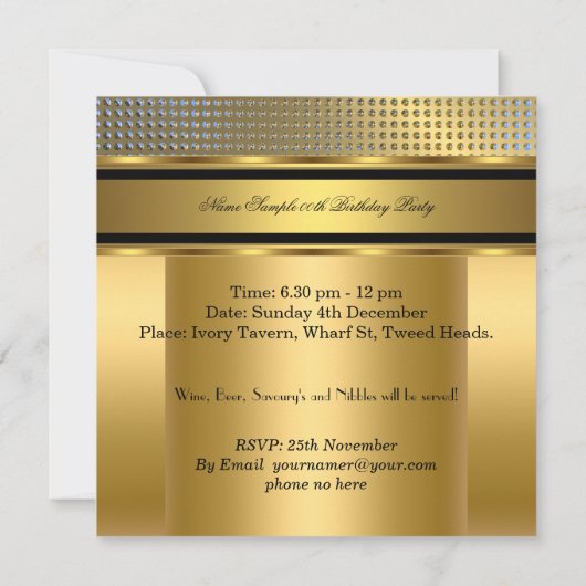 Elegant Gold Birthday Party Royal Mans 2 Kaart (Achterkant)