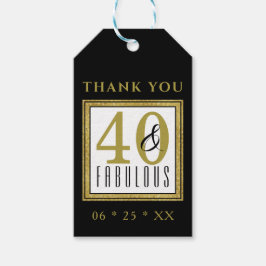 Elegant Gold Black 40e verjaardag Hartelijk dank Cadeaulabel