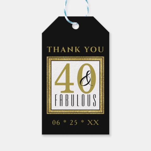 Elegant Gold Black 40e verjaardag Hartelijk dank Cadeaulabel (Voorkant)