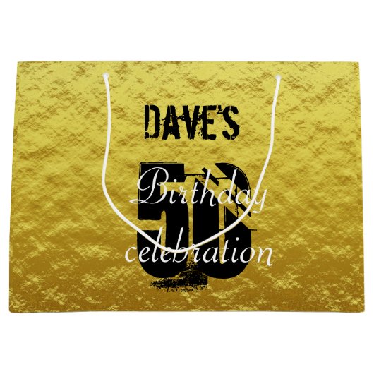 Elegant Gold & Black 50e verjaardag op elke dag Groot Cadeauzakje (Voorkant)