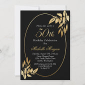 Elegant Gold Black 50th Birthday Celebration Kaart (Voorkant)