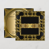 Elegant Gold Black 50th Birthday Party Kaart (Voorkant / Achterkant)
