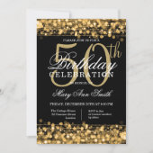 Elegant Gold & Black 50th Birthday Party Sparkles Kaart (Voorkant)