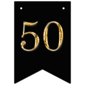 Elegant Gold Black 50th party's festivation foil Vlaggetjes (Tweede vlag)